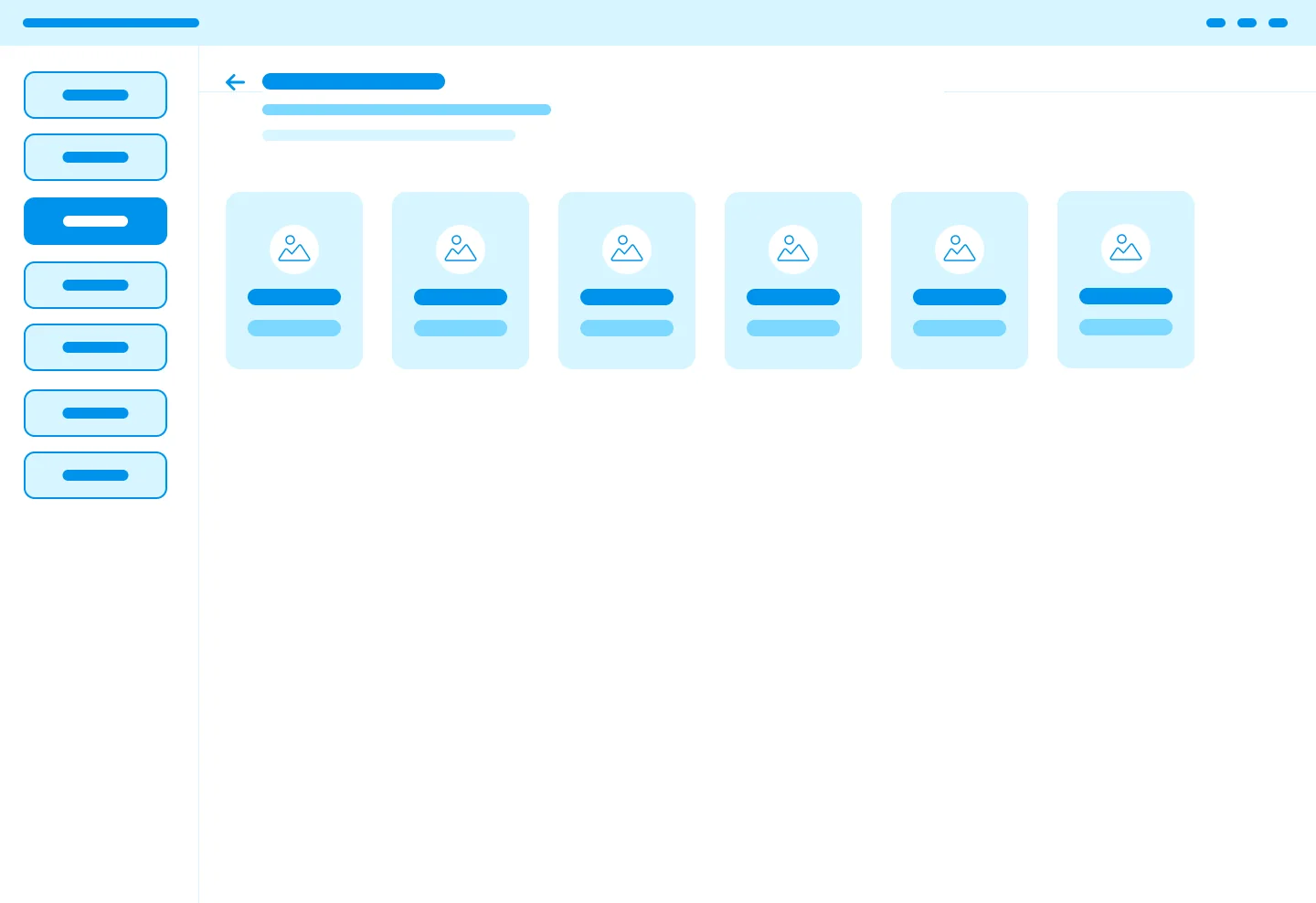 Low fidelity wireframe of the module grid